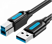 Кабель USB 3.0, USB Am - USB Bm, VENTION, 3 м, черный