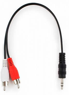 Кабель соединительный jack 3.5 мм (3 pin) - RCA (m) x 2, CABLEXPERT CCA-458, 0.2 м, черный