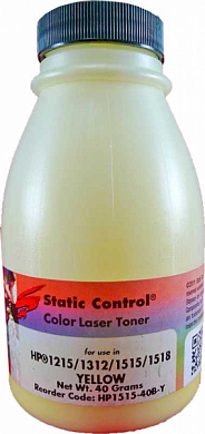 Тонер для HP 125A CB542A, Canon 731Y STATIC CONTROL HP1515-40B-Y, желтый (40 гр)