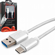Кабель USB Type-C - USB Am, CABLEXPERT Platinum CC-P-USBC03, 1.8 м, серебристый