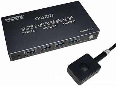 KVM переключатель DisplayPort ORIENT HS21D 8K, 2 порта