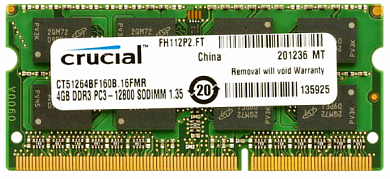 Модуль памяти SO-DDR3L 4Gb PC12800 1600MHz CRUCIAL (CT51264BF160BJ), Retail