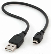 Кабель USB 2.0, USB Am - Mini USB Bm (5 pin), CABLEXPERT CCP-USB2-AM5P-1, 0.3 м, черный