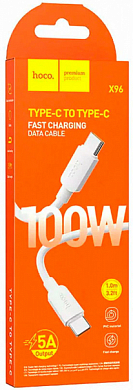 Кабель USB Type-C - USB Type-C, HOCO X96, 1 м, белый
