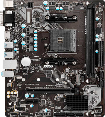 Материнская плата MSI A320M PRO-VH AMD A320, AM4, DDR4, RAID, VGA, HDMI, 6*USB2.0, 4*USB3.0, 2*PS/2, GLAN, mATX