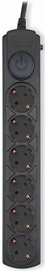 Сетевой фильтр IPPON BK-6-EU-3-16-B, 6 розеток, 3 м, черный