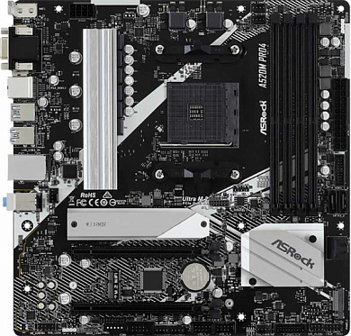 Материнская плата ASROCK A520M Pro4 AMD A520, AM4, DDR4, RAID, VGA, HDMI, DisplayPort, 4*USB2.0, 6*USB3.1, M.2, GLAN, mATX