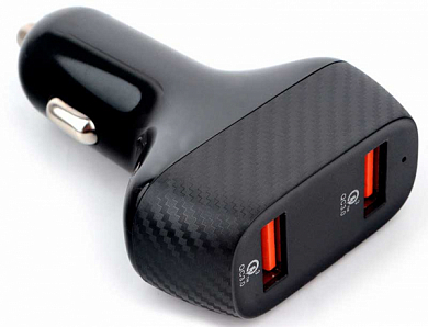 Автомобильное зарядное устройство CABLEXPERT MP3A-UC-CAR19, USB A x 2, черное