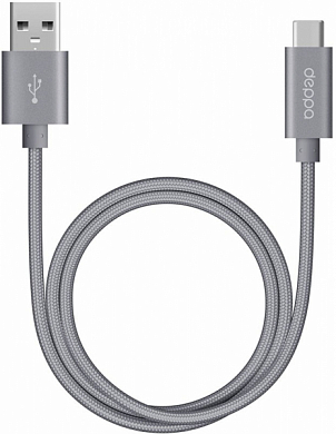 Кабель USB Type-C - USB Am, DEPPA Alum, 1.2 м, графит