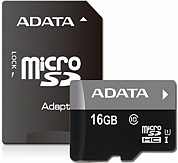 Карта памяти microSDHC A-DATA 16Gb, Class10 UHS-I U1 (AUSDH16GUICL10-RA1)