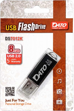 Флешка USB DATO DS7012K 8Gb, USB 2.0, черный