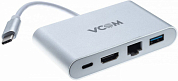 Адаптер USB Type-C - USB Af/HDMI/RJ-45/USB-C, VCOM CU455, серебристый