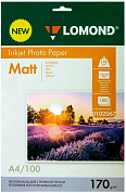 Фотобумага LOMOND матовая A4, 170 г/м2, 100 л.