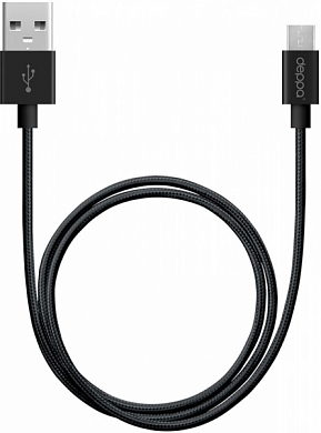 Кабель Micro USB Bm - USB Am, DEPPA Alum, 1.2 м, черный