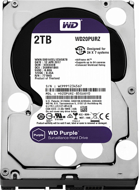 Жесткий диск 3.5" WD Purple 2Тб (WD20PURZ)