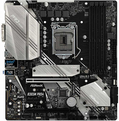 Материнская плата ASROCK B365M Pro4 Intel B365, FCLGA1151, DDR4, RAID, VGA, HDMI, DVI, 6*USB3.1, Type-C, 1*PS/2, GLAN, mATX
