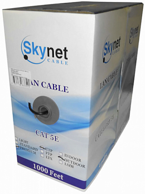 Кабель UTP4 cat 5e, внешний, одножильный, Cu, SKYNET Premium, черный, 305 м