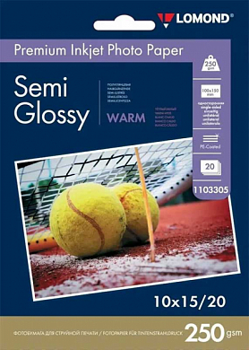 Фотобумага LOMOND Premium Inkjet Photo Paper полуглянцевая 10x15, 250 г/м2, 20 л.