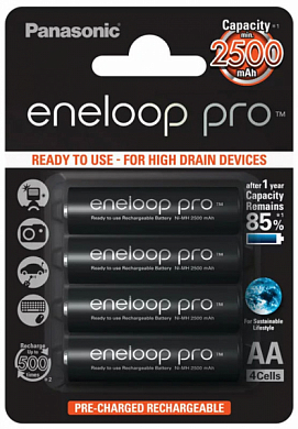 Аккумулятор AA PANASONIC Eneloop, 2500 mAh, 1.2V (4 шт)