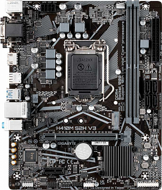 Материнская плата GIGABYTE H410M S2H V3 Intel H510, FCLGA1200, DDR4, VGA, DVI, HDMI, 4*USB3.2, 6*USB2.0, 2*PS/2, GLAN, mATX