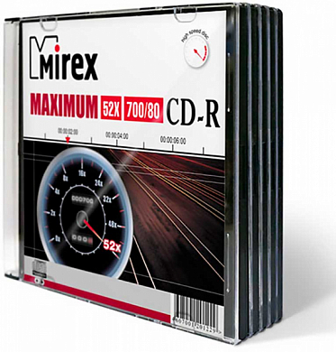 Диск CD-R MIREX 700Mb (UL120052A8F), Slim Case, 5 шт
