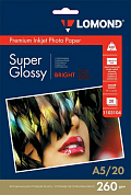 Фотобумага LOMOND Premium Inkjet Photo Paper суперглянцевая A5, 260 г/м2, 20 л.