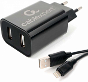 Сетевое зарядное устройство CABLEXPERT MP3A-PC-36, USB A x 2, черное