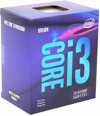 Процессор INTEL Core i3 9100F X4 FCLGA1151 3.60 GHz/6 Mb (BX80684I39100FSRF7W) BOX