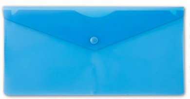 Папка-конверт на кнопке 25x13 БЮРОКРАТ -PK805Ablu, 0.18 мм, синяя