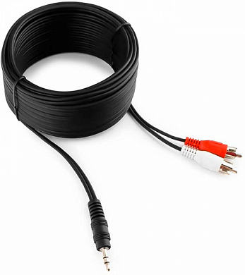 Кабель соединительный jack 3.5 мм (3 pin) - RCA (m) x 2, CABLEXPERT CCA-458, 10 м, черный