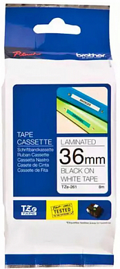 Кассета с лентой BROTHER TZe-261 Black on White (36мм x 8м)